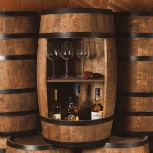 Tonneau en Bois - Creative Cooper - Armoire Bar - 80cm - Wengé - Rangement Bouteilles