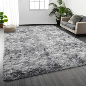 Tapis Salon Shaggy 160 x 230 cm - Descente de lit Tapis Poils Longs (Gris clair) Tapis Doux pour Salon Chambre Canap&eacute;