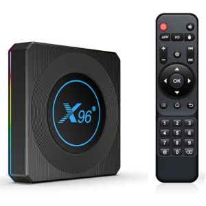 Boîte TV Android X96 X4 OUTUOTWQ Android 11.0 TV Box Amlogic S905X4 4Go + 64Go Dual-WiFi 2.4/5Ghz 100/1000M Quad Core 64 Bits 8K