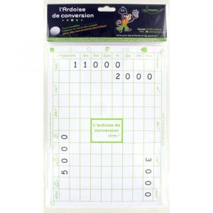 Ardoise de conversion - ULMANN - Calcul des aires volumes masses et longueurs - Blanc