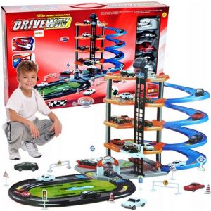 Circuit Voiture Jouet pour Enfant 3 4 5 6+ Ans Garçon Piste Flexible en Boucle Garage parking avec 5 étages Enfant Cadeaux