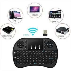 Mini Clavier QWERTY sans fil Ergonomique sans Fil avec Touchpad - Rii - i8 - Noir - Smart TV - mini PC - HTPC