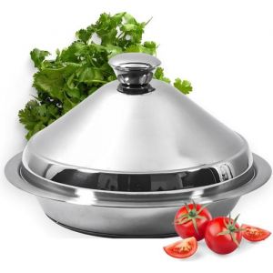 Tajine Induction tous Feux en Acier Inoxydable - Diamètre 24 cm - Passe au Four -  Plat à Tajine Marocain - Marmite Casserole