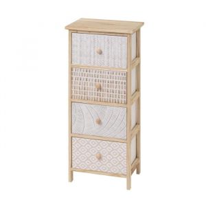 Meuble de rangement avec 4 tiroirs en bois coloris blanc naturel - Longueur 34 x Profondeur 25 x Hauteur 78 cm