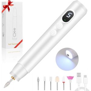 Ponceuse pour Ongles Sans Fil Lime a Ongle Electrique Professionnel Ponceuse Ongle avec LED&5 Vitesse Réglable