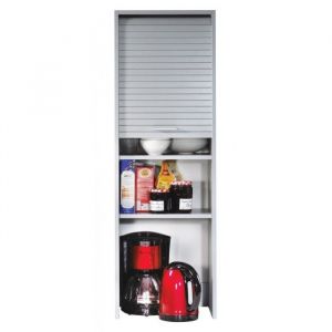 Meuble de Cuisine - Aluminium - 3 Etagères - Rideau Coulissant - Dimensions Compactes - Eco-conçu