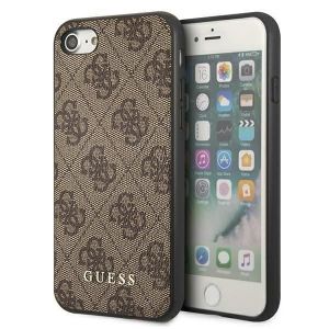 Guess 4G Metal Gold Logo - Coque pour iPhone SE 2022 / SE 2020 / 8 / 7 (marron) - 3700740493953
