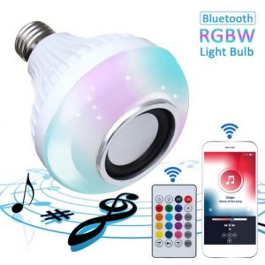E27 LED RGBW Sans Fil Ampoule Bluetooth Haut-parleur Musique Avec T&eacute;l&eacute;commande