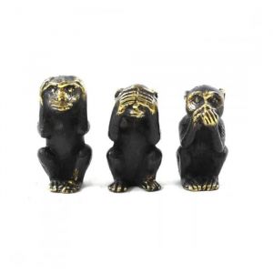 Statuettes Déco les 3 Singes de la Sagesse en Bronze 6-doré Doré