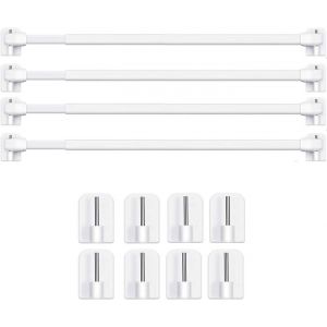 Tringle Rideau Extensible 40-60cm sans Perçage - Fixation Adhésive PVC Fenêtre (Lot de 4 Charge Max 5kg Design Invisible)