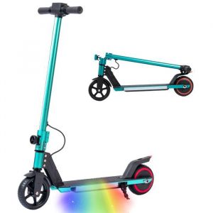 Trottinette Électrique Enfant 6-14 Ans – Pliable – Écran LED – Roues 65 LED + Bande lumineuse multicolore – 12 km/h– Vert