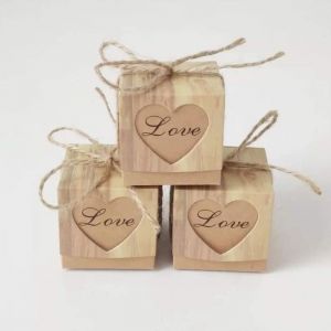 contenant dragees mariage 50 pièces boite dragées mariage avec coeur et jute en toile de jute pour bonbons mariagefête