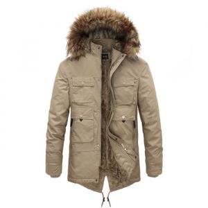 Parka Homme Parka Homme Hiver &agrave; Capuche D&eacute;tachableParka  homme  multi-poches Longue Casual  Epaisse Chaude-Kaki
