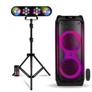Pack Enceinte Autonome Active USB Bluetooth Ibiza 1200W COLUMBA1200 - Portique Jeux Lumi&egrave;res Projecteur PAR Astro F&ecirc;te Soir&eacute;e