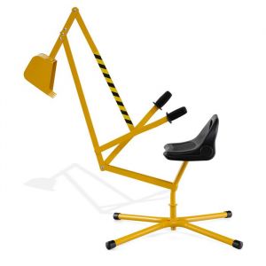 DREAMADE Pelleteuse pour Enfants Jouet de Bac à Sable en Métal avec Siège Rotatif à 360° Grue Excavatrice dExtérieur Jaune