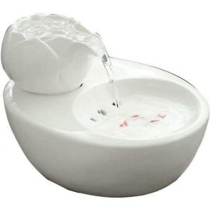 Fontaine pour chat Distributeur deau en céramique pour animaux de compagnie - Fontaine à boire verticale Lotus pour chat