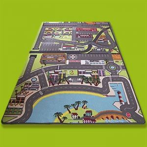 Tapis jeu enfant - TAPITOM - Route et circuit pour petites voitures dans la ville - 130 X 200 cm