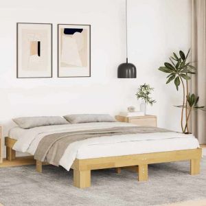 UNIQUE Lit Double de chambre LMT - Cadre de lit - sans matelas - 160x200 cm bois massif de ch&ecirc;ne cozy738801