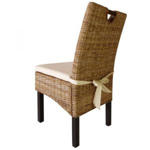 Lot de 2 Chaises à manger Chaise de cuisine Vidaxl rotin Kubu bois de manguier C111