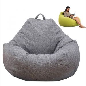Housse de pouf poire - ULISEM - 100x120 cm - Gris - Tissu doux - Confortable - Pour enfants et adultes - Soutien optimal