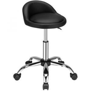 Tabouret à roulettes de Bureau Erconomique réglable en Hauteur pivotant 360° Noir