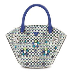 GUESS Sac &agrave; main beige vert pour femme - Beauvoir Mini Tote Sapphire Multi 300635