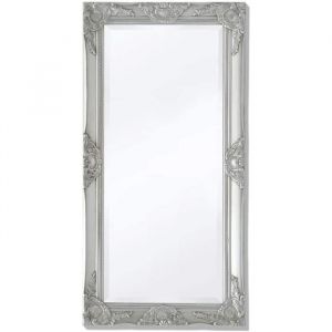 LI-Miroir Mural pour Chambre Salle de Bain Style Baroque 100 x 50 cm Argenté[723]