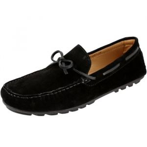 Mocassin garçon en cuir Véritable Noir daim 607 - Belym