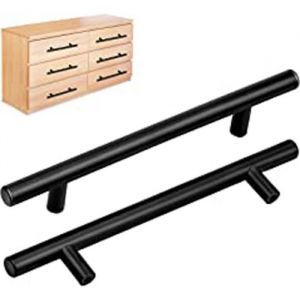 10 Pi&egrave;ces Poign&eacute;e Noir De Meuble Cuisine En Acier Inoxydable Trous De 125 Mm Entraxe Poign&eacute;es De Meubles En Acier Inoxydable Avec