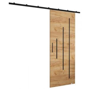 Portes coulissantes avec rail - ABIKSMEBLE Zonda Y - système de porte coulissante intérieur suspendu, 204 x 80 cm, chêne craft doré