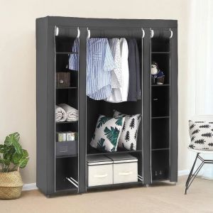 Armoire de chambre OHH - Trois portes intissé - Gris - 172*134*43cm