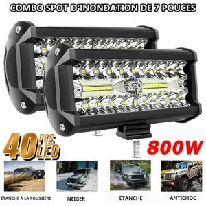 2PCS 800W Phare de Travail Carre a Leds DC 9V-30V Quad Camion Bateau Tracteur Offroad Imperm&eacute;able