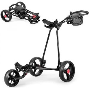 GOPLUS Chariot de Golf &agrave; 3 Roues PliableVoiturettes Golf &agrave; 3 Roues Pliablepour D&eacute;butant et Adulte UnisexeOuverture Facile
