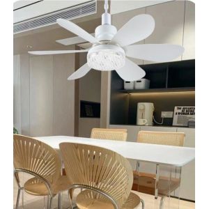Ventilateur lumineux à cinq pales  40W  52 cm   avec tige de suspension Variateur de puissance en continu  avec télécommande-Olive