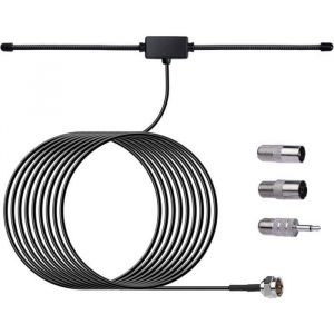 Antenne Radio FM Antenne Dipôle 50 Ohm avec Connecteur de Type F Câble dextension 3M pour Système de Musique Récepteur Label