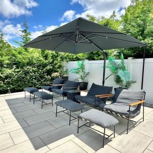 Parasol D&eacute;port&eacute; PURPLE LEAF 3 &times; 3 m avec Aluminium Rotatif &agrave; 360&deg;Manivelle Inclinable UV 50+ Gris