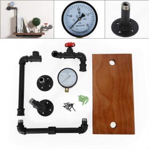 &Eacute;tag&egrave;re Murale 45 * 40cm Etag&egrave;re de Rangement en M&eacute;tal Support Mural D&eacute;coratif Vintage Support Industriel R&eacute;tro Tube Suspendu