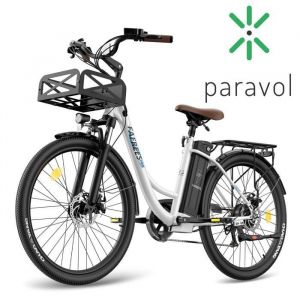 Fafrees F26 Vélo électrique adulte durable moteur 250 W batterie 36 V-203 Ah pneu 26*195 SHIMANO 7 vitesses Blanc.