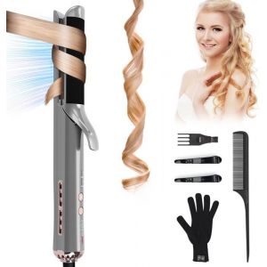 Styler De Flux DAir Lisseur Boucleur Cheveux 2 En 1 Fer À Lisser Avec Ventilateur Frais130-220 ℃Avec Écran LedGris+Violet Tail