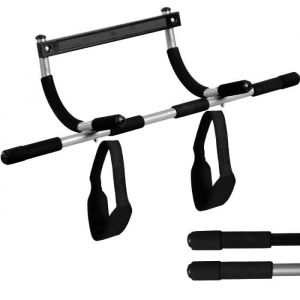 MOVIT Barre de traction grise sans perçage avec sangles de suspension et support pour cadre de porte 60 à 80cm