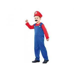 Deguisement plombier Mario 7-9 ans (combinaison + casquette) - Costume enfant - Garcon