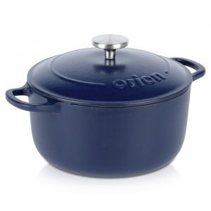 Marmite en fonte VILDE - Rev&ecirc;tement &eacute;maill&eacute; - 33L - Bleu fonc&eacute;
