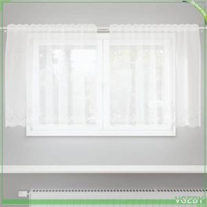 Rideau en Dentelle - Blanc - 80 x 150 cm - Polyester - Tamisant