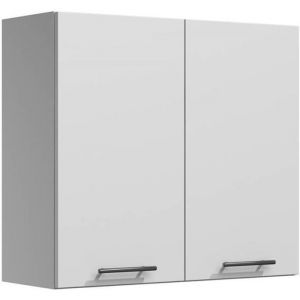 LILA - Meuble de cuisine haut 80 cm 2 portes blanc