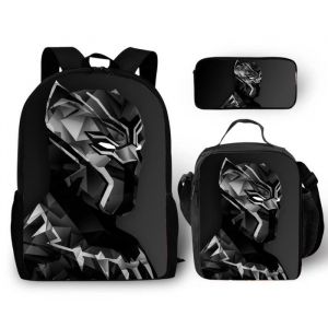 Lot de 3 Marvel Black Panther Impression Sac à Dos Sacoche et Trousse à crayons B