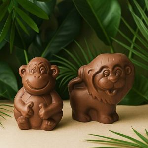 Lot Lion et Singe en Chocolat Lait - Collection P&acirc;ques