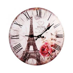 Horloge murale - Vintage - Paris Tour Eiffel - Bois et plastique - 335 cm - Intérieur