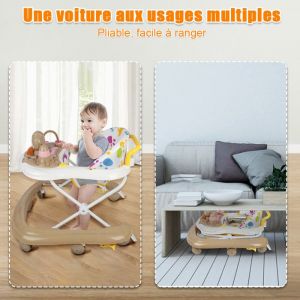 SUPFINE 3 En 1 Trotteur B&eacute;b&eacute; Gar&ccedil;on et Fille Marchette Pousseur avec D&eacute;ambulateurChariot de Marche avec Fonction Musique