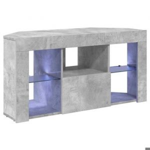 Meuble TV dangle LED - vidaxl - Gris b&eacute;ton - 103x40x50 cm - Montage mural - Bois ding&eacute;nierie - 4 &eacute;tag&egrave;res