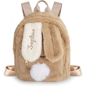 Sac à Dos Personnalisation Pour Enfant Mignon Lapin Oreille GarçOn Et Fille Brodé Nom Sac à Dos Petite éCole En Peluche Sac à Dos